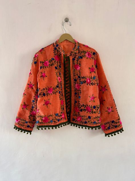 Phulkari Jacket, Nomadic Desert, Ethnic Jacket, Indian Jackets, Designer Embroidery, Bohemian Jackets, Traditional Jacket, Women Coat, Note Design