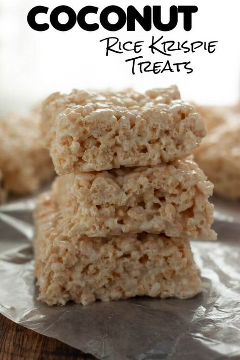 Coconut Rice Krispie Treats | Midwexican Coconut Oil Rice Krispie Treats, Recipe Inspirations, Coconut Oil Recipes, Krispy Treats, Rice Krispy, Rice Crispy Treats, Dairy Free Dessert, Coconut Rice, Rice Krispie Treats