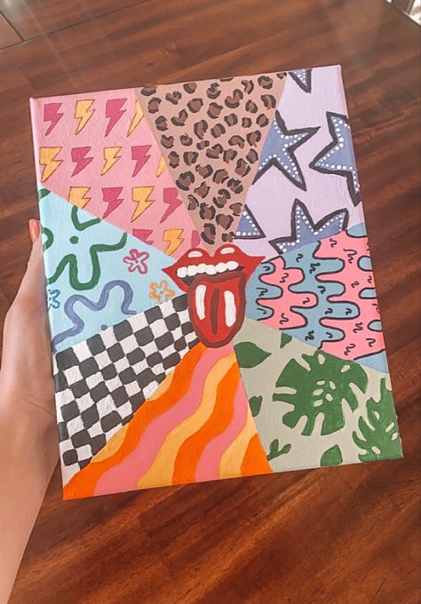 Cute Trendy Paintings, Pattern Painting Ideas On Canvas, Pattern Painting Ideas, Vsco Painting, Trippy Painting, Hippie Painting, Pattern Painting, Simple Canvas Paintings, Cute Canvas Paintings