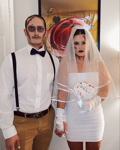 #bride #groom #halloween #halloweenmakeup #halloweencostume #zombies #dead #halloweencostumeswomen #coupleshalloweencostumes Bride And Groom Halloween, Dead Bride, Zombie Bride, Halloween Costumes Women, Halloween Makeup, Bride And Groom, Bride Groom, Zombie, Halloween Costumes