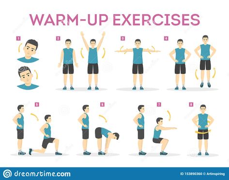 Warm-up Exercise Set Before Workout. Stretch Muscles Stock Vector - Illustration of outline, health: 153890360 Balance Movement, Before Workout, Work Out Routines Gym, Physical Training, Sport Clothes, Fitness Routines, Workout Warm Up, Workout Chart, Male Character