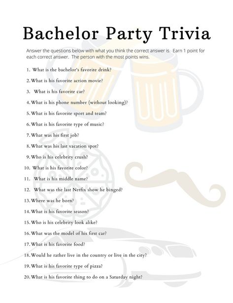 Bachelor Party Activities, Bachelor Games, Mens Bachelor Party, Bachelor Party Themes, Bachelor Party Games, Party Questions, Games For Men, Bachelorette Bachelor Party, Bachelor/bachelorette Party