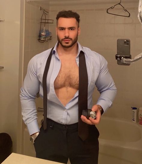 Blue Suit Men, Shirt And Tie, Hunks Men, Scruffy Men, Satin Shirt Dress, Beefy Men, Bear Men, Big Men, Perfect Man