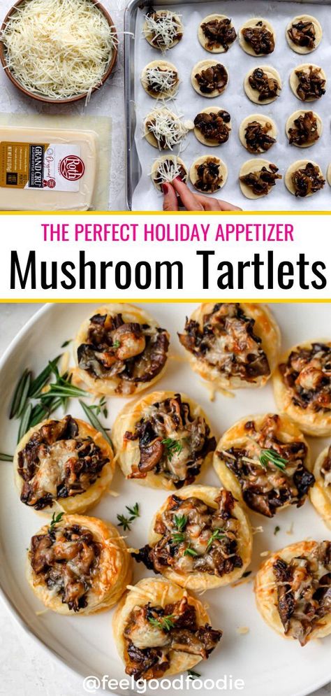 Snack For New Years Party Appetizers, Holiday Food Appetizers, Upside Down Cream Of Mushroom Tartlets, The Best Appetizers Parties Food, Vegetarian Nibbles Parties, Easy Foods To Take To A Party, Finger Food Veggie Appetizers, Hearty Vegetarian Appetizers, Snack Ideas For New Years Eve