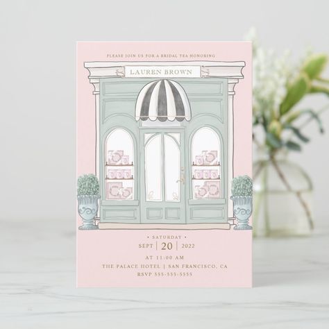 Paris Patisserie Bridal Tea | Shower Invitation Palace Hotel San Francisco, Baby Shower Afternoon Tea, Paris Patisserie, Paris Invitations, Paris Bridal Shower, Tea Bridal Shower Invitations, Event Stationery, Parisian Theme, Bridal Tea