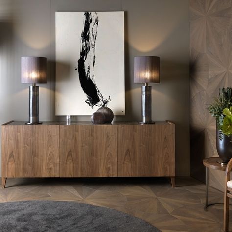 Sideboard Decor Dining Room, Modern Buffet Table, Living Room Buffet, Walnut Wood Furniture, Dining Room Buffet Table, Dining Room Credenza, Wood Furniture Living Room, Sideboard Decor, Marble Top Dining Table