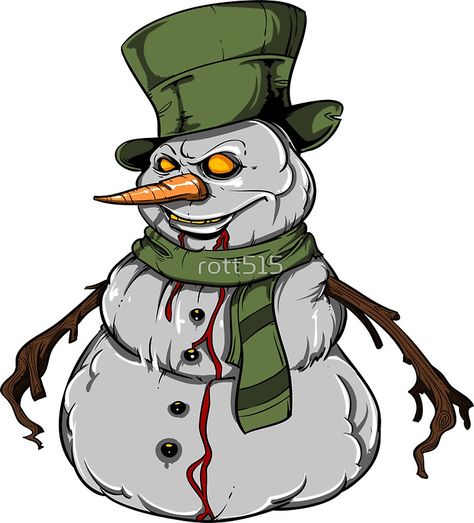 Evil Snowman Scary Snowman, Evil Snowman, Snowman Sticker, Graffiti Lettering Alphabet, Christmas Tattoo, Cartoon Crazy, Sketching Ideas, Contour Drawing, Green Hat