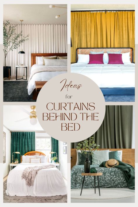 Dreamy Bedroom Ideas: How to Style Curtains Behind the Bed - Dreamy Bedroom Ideas, Curtains Behind Bed, Styling Tricks, Pretty Storage, Bedroom Ambiance, Short Curtains, Dreamy Bedrooms, Bed Curtains, Beautiful Backdrops