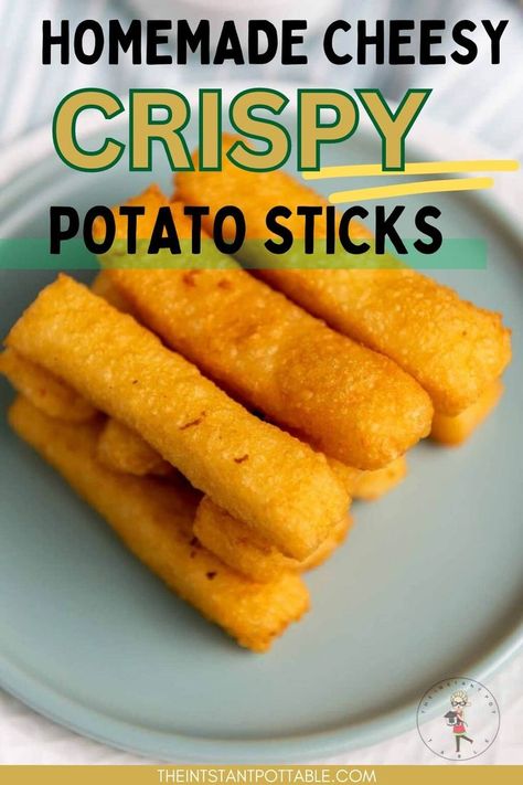 These homemade cheesy potato sticks are covered with lots of cheese and are crunchy. And they are actually pretty simple to make too. But what is best about them is that you can prepare them in advance, freeze and fry these homemade cheesy crispy potato sticks when you are ready to cook them. Crispy Potato Sticks, Vegan Cheese Substitute, Haystacks Recipe, Potato Sticks, Cheesy Potato, Snack Craving, Spicy Salsa, Snacks To Make, Cheesy Potatoes