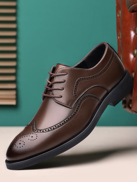 Brown  Collar   Colorblock Oxfords & Derby Shoes Embellished   Men Shoes Lexus Lc500, Oxford Shoes Men, Leather Oxford Shoes, Shoe Pattern, Leather Shoes Men, Mens Oxfords, Derby Shoes, Nice Leather, Shoes Men