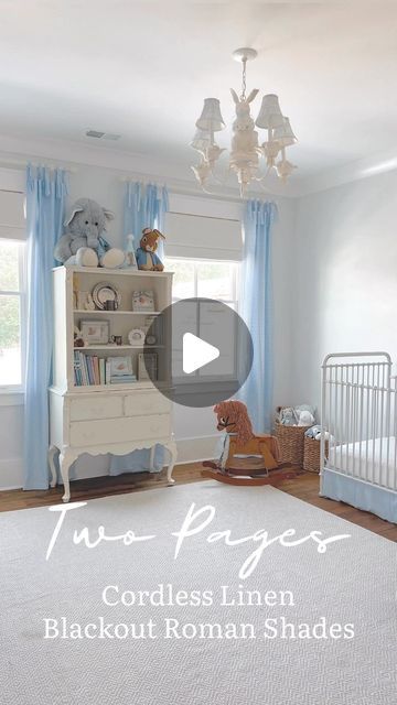 Casey | Home & Hallow on Instagram: "I just installed these gorgeous @twopagescurtains cordless linen Roman shades in the nursery and they are perfect finishing touch to this sweet room! 💙🤍 

The best part is that they are fully customizable! Choose your fabric, color, size, lining type, and even the option to make them cordless. The blackout lining and cordless option make these perfect for a nursery! 

💙 Use code: CASEYHOME to receive a discount on your Two Pages order! 💙 

Shop these Roman shades as well as a few of my other top Two Pages picks on the @shop.ltk app @homeandhallow https://liketk.it/4iG4R

#liketkit  #ltkhome #ltkbaby #ltksalealert #ltkkids #nurseryinspiration #nurseryinspo #babyboynursery #bluenursery #traditionalnursery #twopageshome" Sweet Room, Linen Roman Shades, Blackout Roman Shades, Traditional Nursery, Blue Nursery, Nursery Inspo, Gender Neutral Nursery, Nursery Inspiration, Baby Boy Nurseries