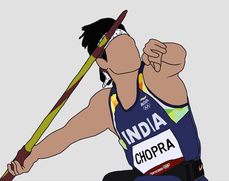 Neeraj Chopra Sketch, Neeraj Chopra Drawing, Viksit Bharat Painting, Fit India Poster Drawing, Olympics Drawing, Army Motivation, Poster Making Ideas, Olympic Poster, Bajaj Finserv