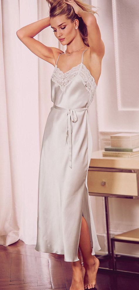 Elegant Loungewear, Beautiful Nightgown, Long Nightdress, Satin Nightie, Sleepwear Fashion, Satin Sleepwear, Silk Lingerie, Aidan Gallagher, Nightgowns For Women