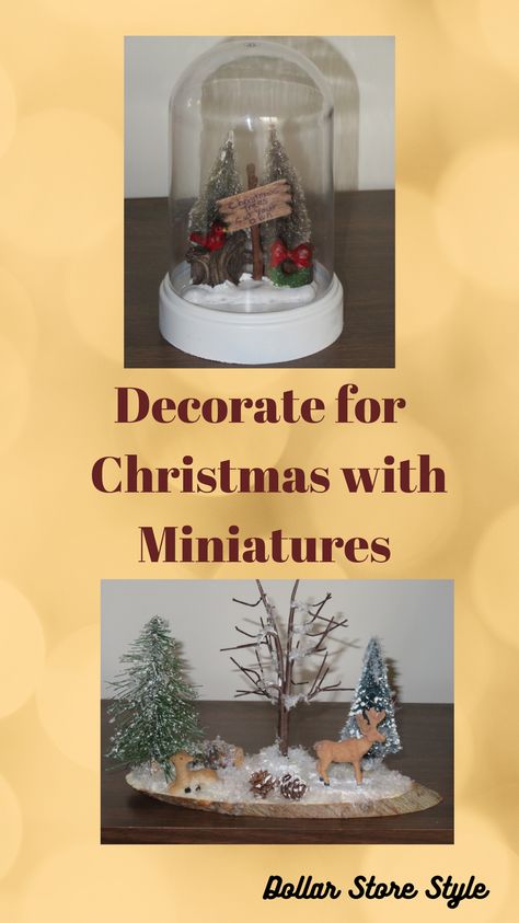 Use miniatures to decorate for Christmas. Christmas Miniatures Scene Diy, Christmas Miniatures Diy, Christmas Miniatures Scene, Crafts 2024, Christmas Miniatures, Christmas Diorama, Decorate For Christmas, Inexpensive Christmas, Faux Snow