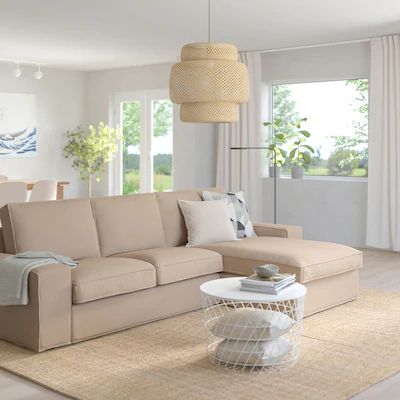 KIVIK Sofa, with chaise/Tallmyra beige - IKEA Kivik Sectional, Kivik Sofa, Salon Simple, Ikea Kivik, Beige Couch, Ikea Couch, Loveseat Covers, Fabric Sectional Sofas, Couch Decor