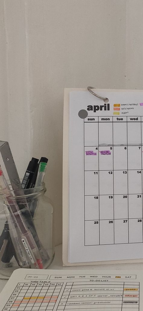 Desk Calendar Aesthetic, Diy Calendar Aesthetic, Calendar Aesthetic, Desk Calendar, Desk Calendars, Notebook, Desk, Rainbow, Quick Saves