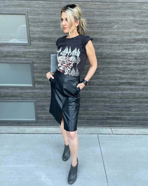 Gotta love a good band tee. Target is my place to go for graphic tee shirts because they're always affordable plus they have a huge selection. Rocking my Def Leppard tee with a faux leather skirt for a not your regular mom kind of ensemble. @target @shopLTK My Place, Def Leppard, Faux Leather Skirt, Graphic Tee Shirts, Band Tees, Cool Bands, Leather Skirt, Graphic Tee, Graphic Tshirt