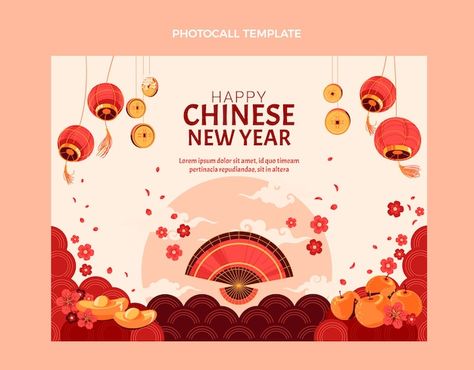 Free vector flat chinese new year photoc... | Free Vector #Freepik #freevector #chinese-new-year #spring-festival #chinese-lunar-new-year #chinese-calendar Chinese New Year Banner Design, Happy Chinese New Year 2023 Design, Chinese New Year Illustration 2023, Chinese New Year Graphic Design, Chinese New Year Card Design, Lunar New Year Poster, Legal Branding, Happy Vietnamese New Year, 2022 Illustration