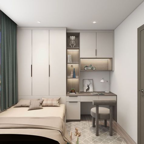 Study And Bedroom Combined, Modern Study Table In Bedroom, Very Small Bedroom Designs, Small Bedroom Closet Design, تحت الدرج, Decor Ideas For Bedroom, Small Bedroom Interior, Small Room Design Bedroom, Study Room Design