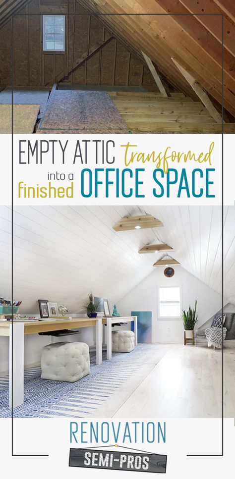 Attic Renovation Before And After, Attic Office, Attic Renovation Ideas, Finished Attic, Attic Loft, Small Attic, Attic Flooring, Attic Space, Attic Design