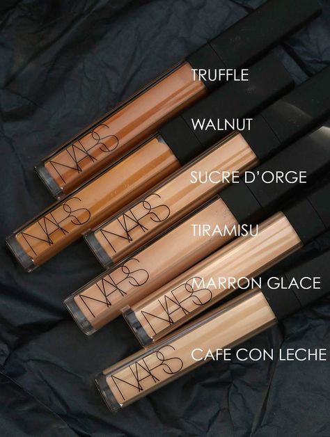 Waaay back in 2013 when NARS introduced the Radiant Creamy Concealers, they were revolutionary, but there were only 10 of them. They had lots of pigment an Nars Concealer Shades, Nars Creamy Concealer, Basic Makeup Items, Makeup Artist Branding, Nars Concealer, Nars Radiant, Foundation Swatches, Radiant Creamy Concealer, Simple Everyday Makeup