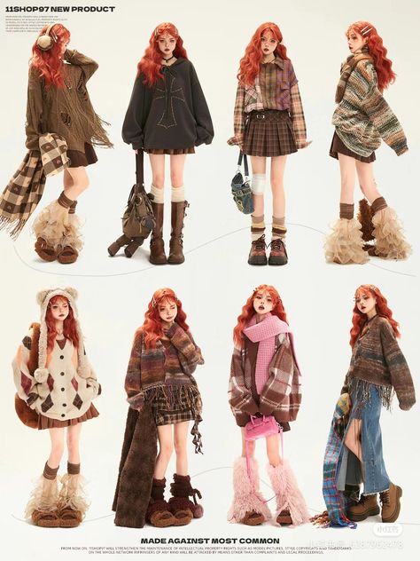 Outfit Ideas For Artists, Campy Outfits Aesthetic, Fox Inspired Outfit, Winter Outfit Drawing, Winter Outfits Drawing, Soft Grunge Fashion, Outfits For Back To School, Vintage Halloween Costumes, Hollow Out Sweater