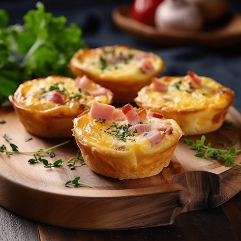 Make these easy mini cheese and ham quiches for your next party. Party food was never easier with these mini quiches. Easy Desserts In A Cup, Desserts In A Cup, Potato Cupcakes, Ham Quiche, Indian Recipes Authentic, British Desserts, Mini Quiches, Mini Quiche, Creamy Desserts