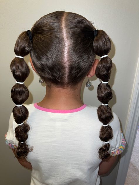 8 year old hair ideas for quick and easy school mornings. Super cute ideas for bi-racial hair. Protective styles. Easy Pig Tail Hairstyles, Bubble Braid Mixed Hair, Little Mixed Girl Hairstyles Easy Braids, Easy Mixed Hairstyles Kids, Pig Tails Hairstyles Kids, Quick Hair Ideas, Hairstyles For Mixed Girls Kids Easy, Bubble Braid Pigtails, Easy Hair Updo