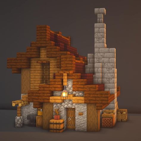 Small Rustic Minecraft House, Minecraft Villager Fletcher House, Minecraft Mining Village, Minecraft Smelting Building, Minecraft Building Ideas Small House, Miner House Minecraft, Mini House Minecraft Ideas, Minecraft Miners House, Medevial Minecraft House