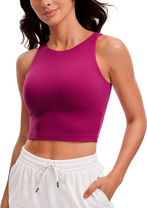 Magenta Top, Athletic Crop Top, Crz Yoga, Magenta Purple, High Neck Tank Top, Active Outfits, Crop Top Sweatshirt, Workout Crop Top, Running Shirts