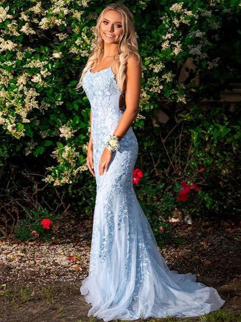 Purple Prom Dress Long, Light Purple Prom Dress, Blue Lace Prom Dress, Prom Dresses Long Blue, Military Ball Dress, School Event Dress, Tight Prom Dresses, Light Blue Prom Dress, Mermaid Prom Dresses Lace