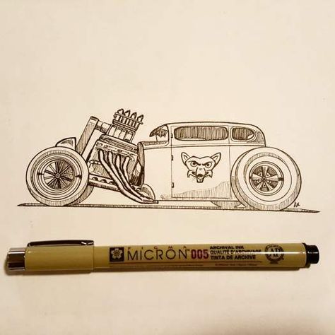 Hot Rod Sketch, Rat Rod Tattoo, Rat Rod Drawings, Car Engine Drawing, Engine Drawing, Hot Rod Drawings, Silver Surfer Comic, 454 Big Block, Cartoon Car Drawing