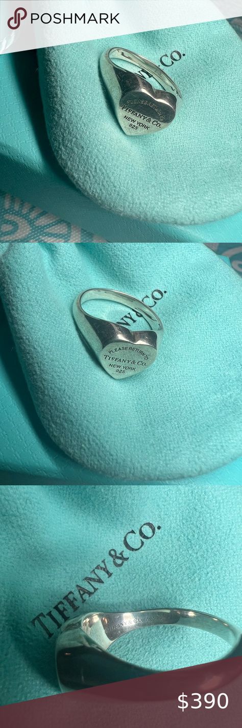 Return to Tiffany Heart Signet Ring Heart Signet Ring, Return To Tiffany, Cloth Bag, Tiffany Heart, Signet Ring, Cloth Bags, Silver 925, Original Box, Ring