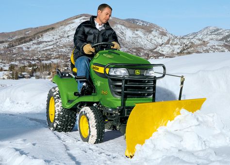 John Deere X540 Riding Mower Plow Tractor Snow Plow, John Deere Riding Mowers, Snow Blades, John Deere Lawn Mower, John Deere Mowers, Lawn Mower Repair, Hot Wheels Garage, Steel Shoes, Riding Mowers