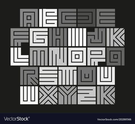 Geometric Font Typography, X Logo Design Letter, Abstract Lettering, Abstract Font, Geometric Letters, Geometric Typography, Geometric Alphabet, Dimensional Tile, Maze Design