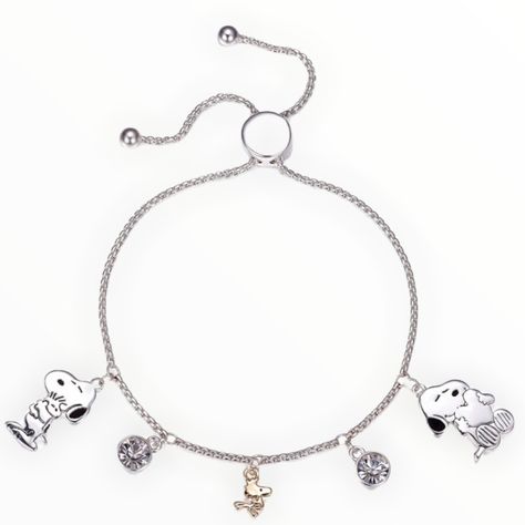 Peanuts Snoopy & Woodstock Bolo Adjustable Bracelet Set In Fine Silver Plate Adjustable Length: 8-1/4" Adjustable Closure Heart Bangle Bracelet, Mother Daughter Bracelets, Peanuts Snoopy Woodstock, White Pearl Bracelet, Bracelet Set Silver, Adjustable Bangle Bracelet, Snoopy Woodstock, Coin Bracelet, Friend Bracelets