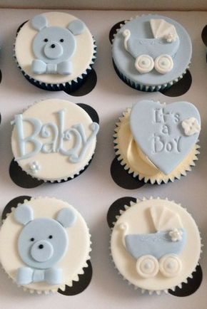 Cupcakes Videos, Boy Cupcakes, Baby Shower Cupcakes For Boy, Baby Shower Desserts Boy, Baby Boy Cupcakes, Baby Cupcakes, Lila Party, Cupcakes For Boys, Baby Cupcake