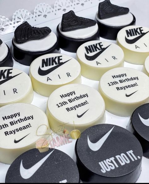 Nike Oreos, Nike party, Nike birthday party, 13th birthday party ideas, Nike treats Nike Birthday, 13th Birthday Party Ideas, Nike Party, Nike Cake, Basketball Birthday Cake, 50th Birthday Party Ideas For Men, 13th Birthday Party, 15th Birthday Party Ideas, Nike Inspired