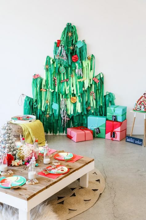 Kara's Party Ideas Merry + Bright Christmas Party | Kara's Party Ideas Parade Party Ideas, Diy Christmas Party Photo Backdrop, Candy Christmas Party Theme, Whimsical Christmas Birthday Party, Colorful Christmas Party Decor, Whimsical Holiday Decor, Groovy Christmas Party Theme, Work Christmas Party Decor, Felix Navidad Christmas Party