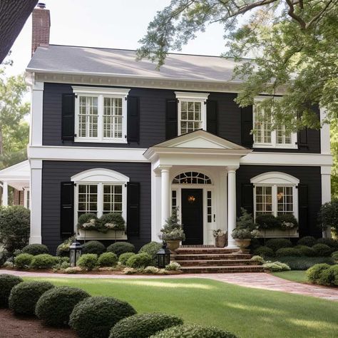 5+ Classic Exterior Wall Paint Color Combinations You Should Try • 333+ Images • [ArtFacade] Classic Home Design Exterior, Traditional Colonial House Exterior, Classic Wall Paint, Wall Paint Combination, Wall Paint Colour Combination, Exterior Wall Paint, Exterior Paint Color Combinations, Wall Paint Color, Paint Color Combinations