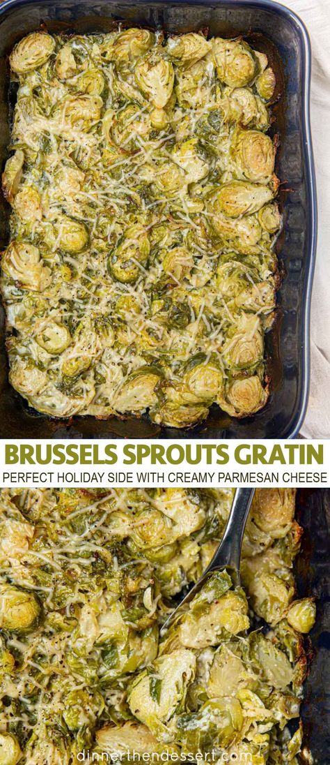 Brussels Sprouts?Gratin is a delicious and easy side dish made that is perfect for the holidays made with a creamy Parmesan cheese mixture. #brusselssprouts #sprouts #veggies #vegetables #brusselssproutsgratin #side #sidedish #holidaysidedish #dinnerthendessert Brussels Sprouts Gratin, Easy Cranberry Sauce, Dinner Then Dessert, Side Dishes For Chicken, Creamy Parmesan, Easy Side Dish, Holiday Side Dishes, Best Side Dishes, Mashed Sweet Potatoes