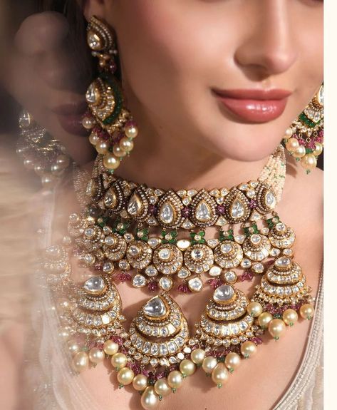 VeroniQ Trends(+91-9549901009) is a Leading manufacturer of Kundan,Polki Jewelry& Garments in India. We make any jewelry on order. Almost all designs on our page can be made anytime on order To order click on the link www.veroniqtrends.com or message. For international buyers or drop a message (What’s App) (+91-9549901009)(India)or Drop a Mail at info@veroniqtrends.com #veroniqtrendsjewellery #veroniqtrends #kundanjewellery #meenakarijewellery #earrings #necklace #bridaljewelry #sabyasachi... Kundan Polki Jewellery, Polki Jewellery Sabyasachi, Sabyasachi Earrings, Desi Jewellery, Jadau Necklace, Flower Jewelry Designs, Polki Choker, Beautiful Jewelry Diamonds, Sabyasachi Bride