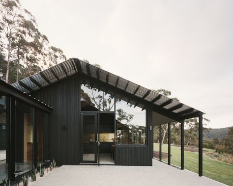 Two Sheds - Picture gallery Australian Sheds, Roof Eaves, Shed Home, Agricultural Buildings, Charred Wood, Australian Architecture, Gable Roof, Timber Cladding, Box Houses