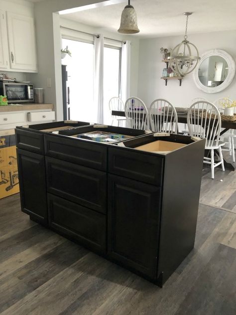 Replacing Kitchen Island, U Shaped Kitchen With Bar Counter, Island Alternatives Kitchen, Make Island Out Of Cabinets, Home Depot Kitchen Island, Diy Island Cabinets, Kitchen Island From Ikea Cabinets, Kitchen Island Diy Cabinets, Diy Cabinet Island