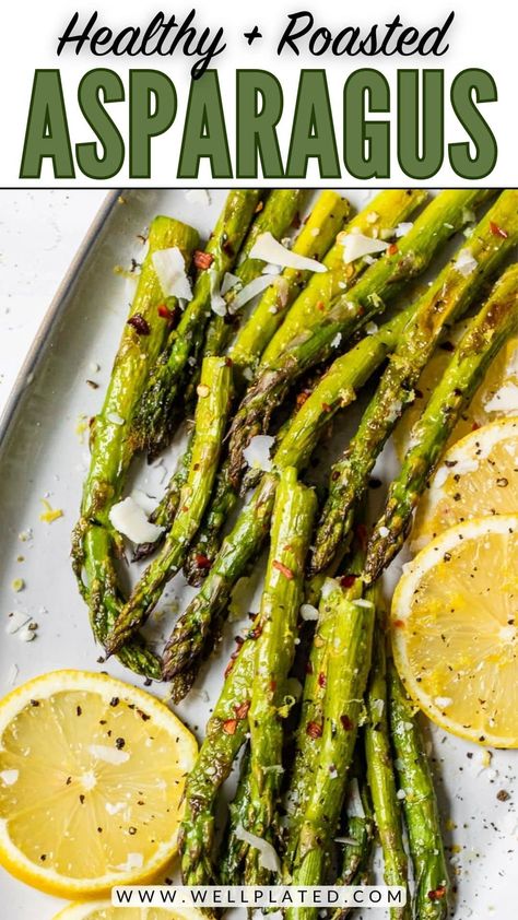 This versatile roasted asparagus recipe is an easy, healthy side dish perfect for any occasion. Try with herbs, lemon, balsamic, or Parmesan. Roasted Asparagus Salad, How To Make Asparagus In The Oven, Asparagus In The Oven, Oven Baked Asparagus, How To Make Asparagus, Roasted Asparagus Recipe, Ways To Cook Asparagus, Easy Asparagus Recipes, Asparagus Recipes Baked