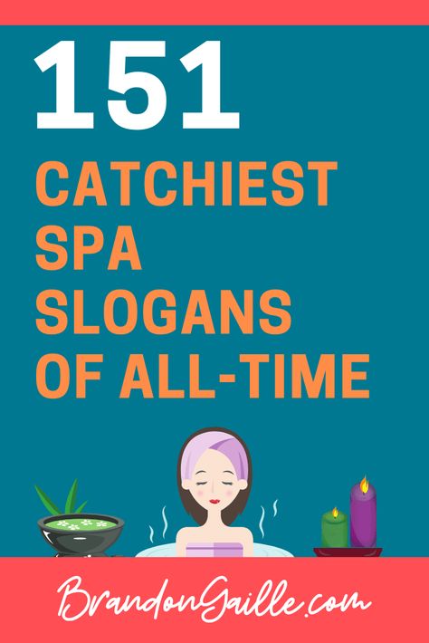 Here are the 151 greatest spa slogans ever created. These catchy spa slogans are all unique and very memorable. Spa Sayings Quotes, Esthetician Taglines, Spa Mission Statement, Massage Taglines, Esthetics Slogan, Spa Words, Beauty Slogans Ideas, Spa Advertising Ideas, Day Spa Aesthetic