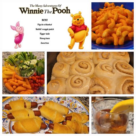 Winnie The Pooh Dinner Ideas, Winnie The Pooh Dinner And A Movie, Pixar Dinner And Movie Night, Tarzan Dinner And A Movie, Winnie The Pooh Movie Night, Disney Movie Night Dinner Recipes, Disney Meals From Movies, Disney Movie Themed Food, Disney Dinner And Movie Night