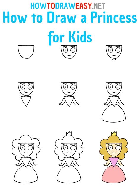 How to Draw a Princess for Kids Step by Step #PrincessDrawing #PrincessDrawingTutorial #PrincessEasyDrawing #PrincessArt #Sketch #Sketching #DrawingforKids #HowtoDrawaPrincess #Crown #Medieval #MedievalDrawing #GirlDrawing #DressDrawing #HowtoDrawaGirl How To Draw A Princess For Kids, Crown Medieval, Basic Drawing For Kids, Elementary Drawing, Drawing Lessons For Kids, Start Drawing, Drawing Tutorials For Beginners, Princess Pictures, Princess Drawings