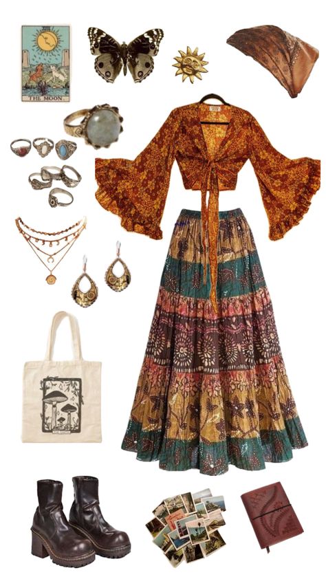 #fashion Coachella Outfit Boho, 1970 Outfits, Cottagecore Outfits, Corset Fashion, Earthy Outfits, Hippie Style Clothing, Hippie Outfits, Really Cute Outfits, 70s Fashion