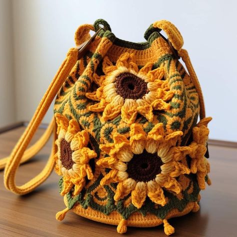 Mode Crochet, Crochet Shop, Crochet Clothing And Accessories, Crochet Sunflower, Crochet Bags Purses, Freeform Crochet, Crochet Flower Patterns, Diy Crochet Projects, Crochet Basket